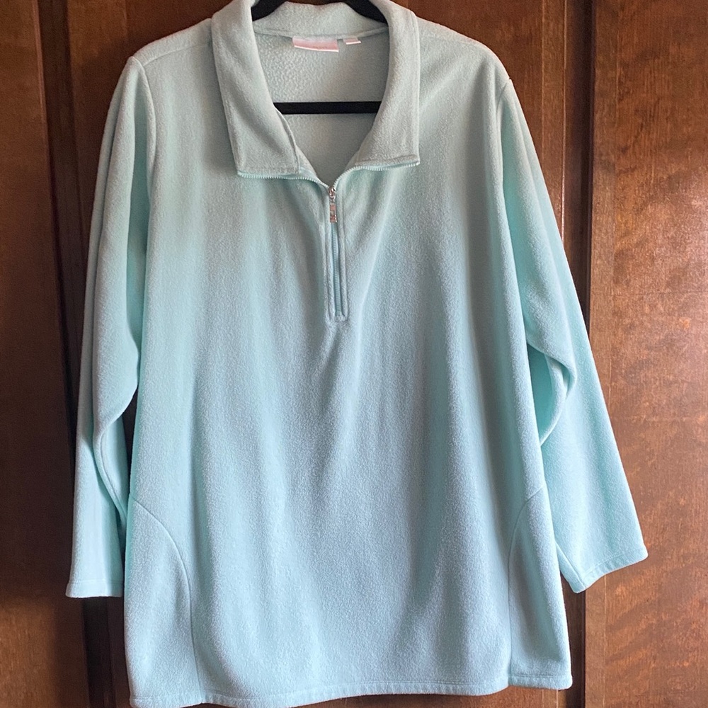 Belle by Kim Gravel Aqua Half-Zip Fleece Tunic